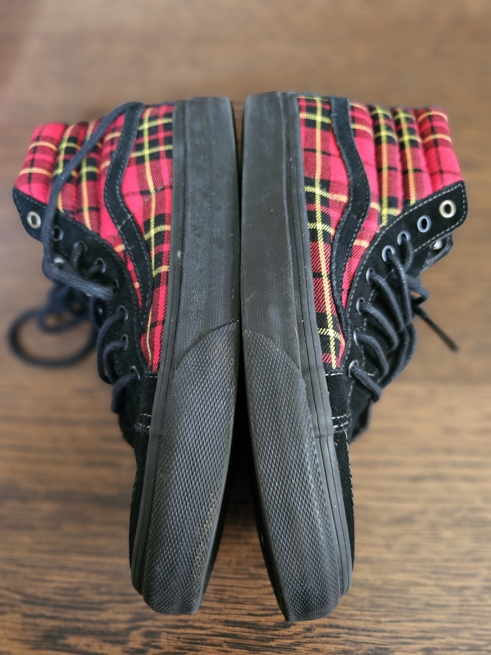 Vans Sk8-Hi Plaid High-Top Sneakers - Black & Red Size Womens 6.5 Mens 5 - Picture 7 of 12